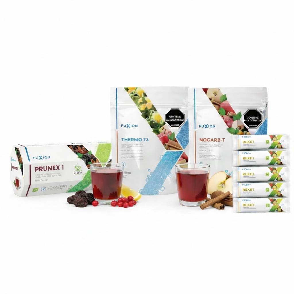 TRIO REDUCTOR + 🎁 REXET GRATIS - Kit Completo FuXion (PRUNEX + THERMO T3 + NOCARB-T)